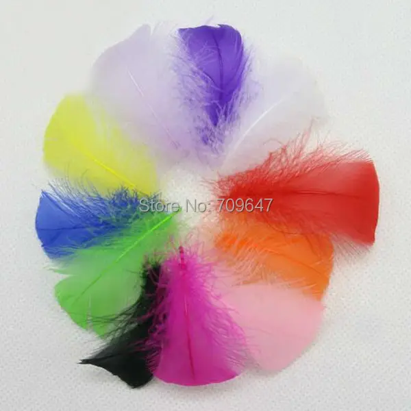 

Feathers! 500pcs/lot 4-6cm Small Dyed Colours Goose Coquilles Feathers for Hat making & hair crafts, Jewelry making, Kids'craft