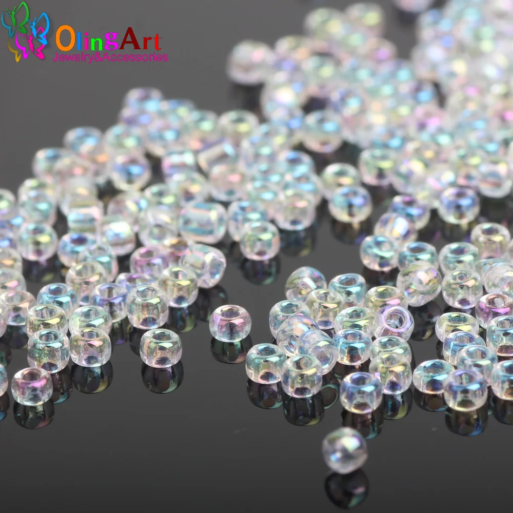 OlingArt 2MM 45G/lot Glass Seed Beads Multicolored transparent Round spacer bead DIY jewelry making 2023 New