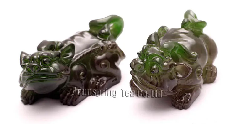 Allochroic Mascot, 2pcs brave troops, Ornament, Green mythical wild animal, tea pet, novel present, Best Gifts S1158A