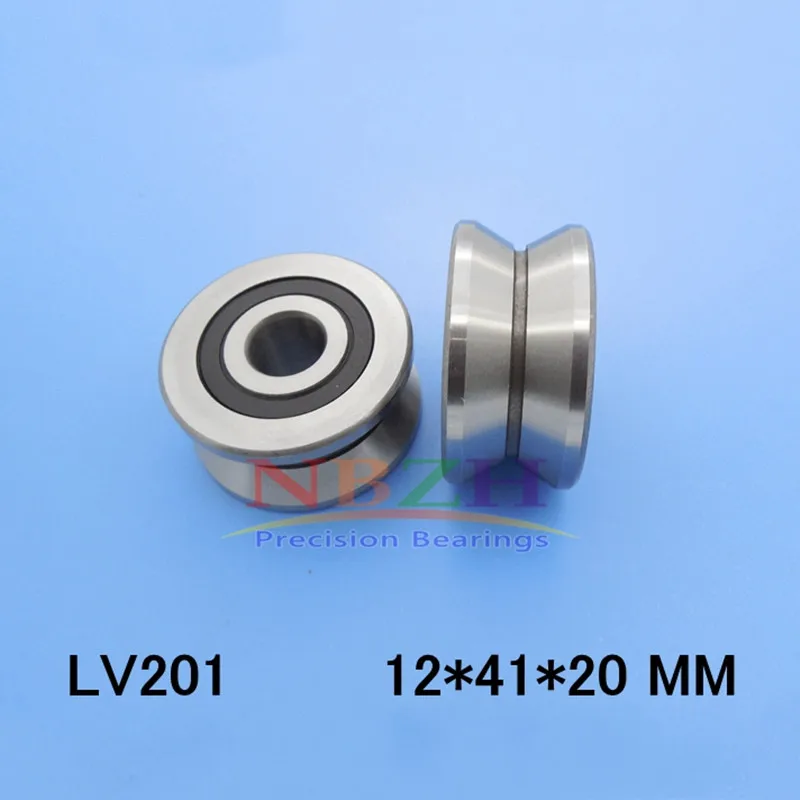 2019 Rodamientos Rolamentos Free Shipping Lv201 V Groove Deep Ball Bearing 12x41x20mm Traces Walking Guide Rail Bearings Abec3