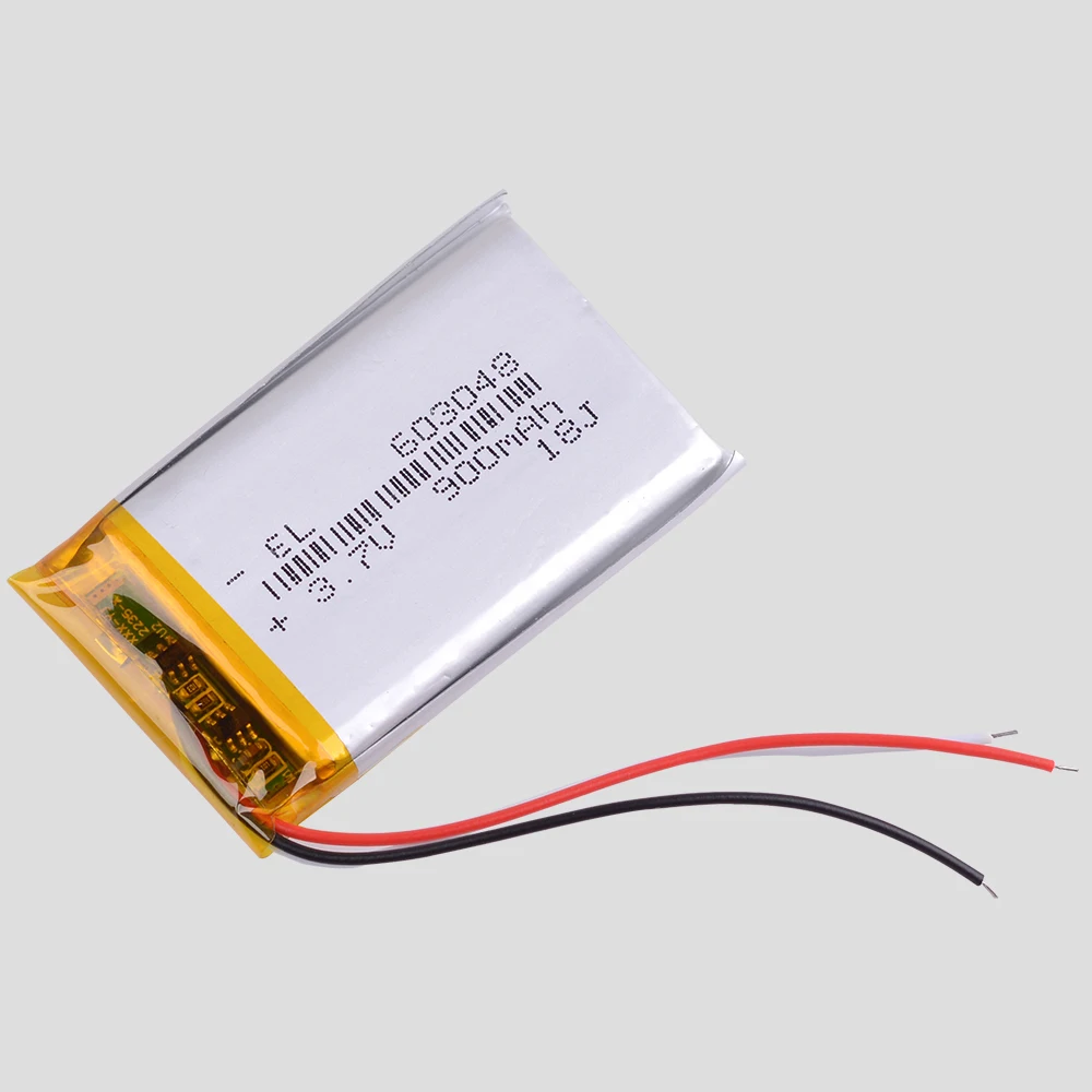 3 Leitungen 3,7 V 900 mAh 603048   Wiederaufladbarer Lithium-Li-Ionen-Li-Polymer-Akku für DVR MP5, GPS, MP3-Player, MP4, Bluetooth-Lautsprecher