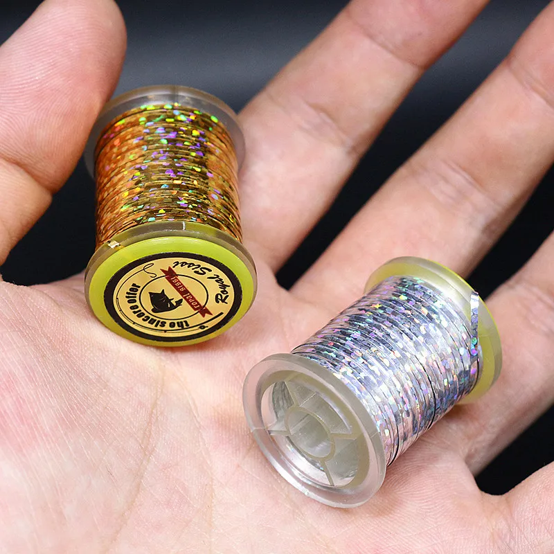 Hot 1 Spool Fly Tying flat mylar Tinsel Flash Tape HOLOGRAPHIC TINSEL SPOOLED for classic streamer patterns and flashback nymphs