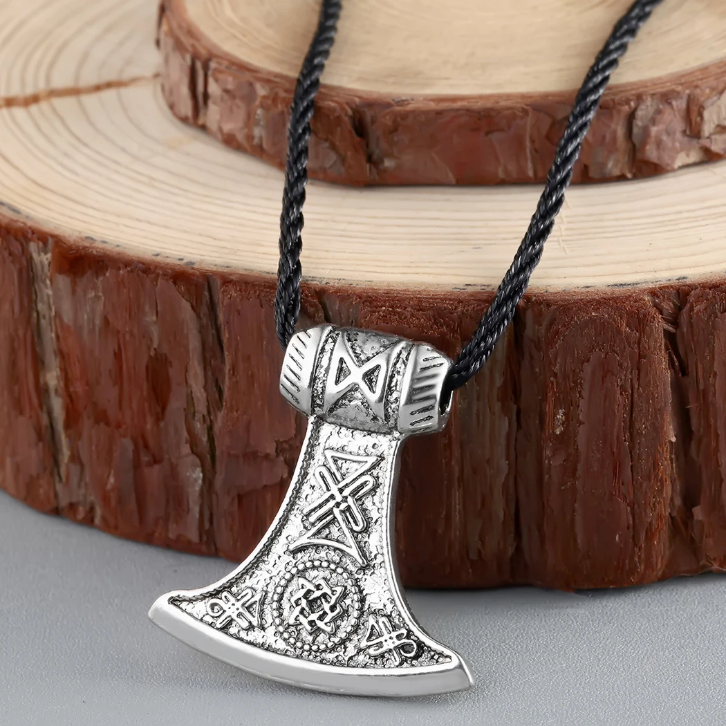 Cxwind Antique Slavic Axe Pendant Amulet Kolovrat Symbol Pagan Flower Jewelry Amulets and Talismans Pendants Necklaces