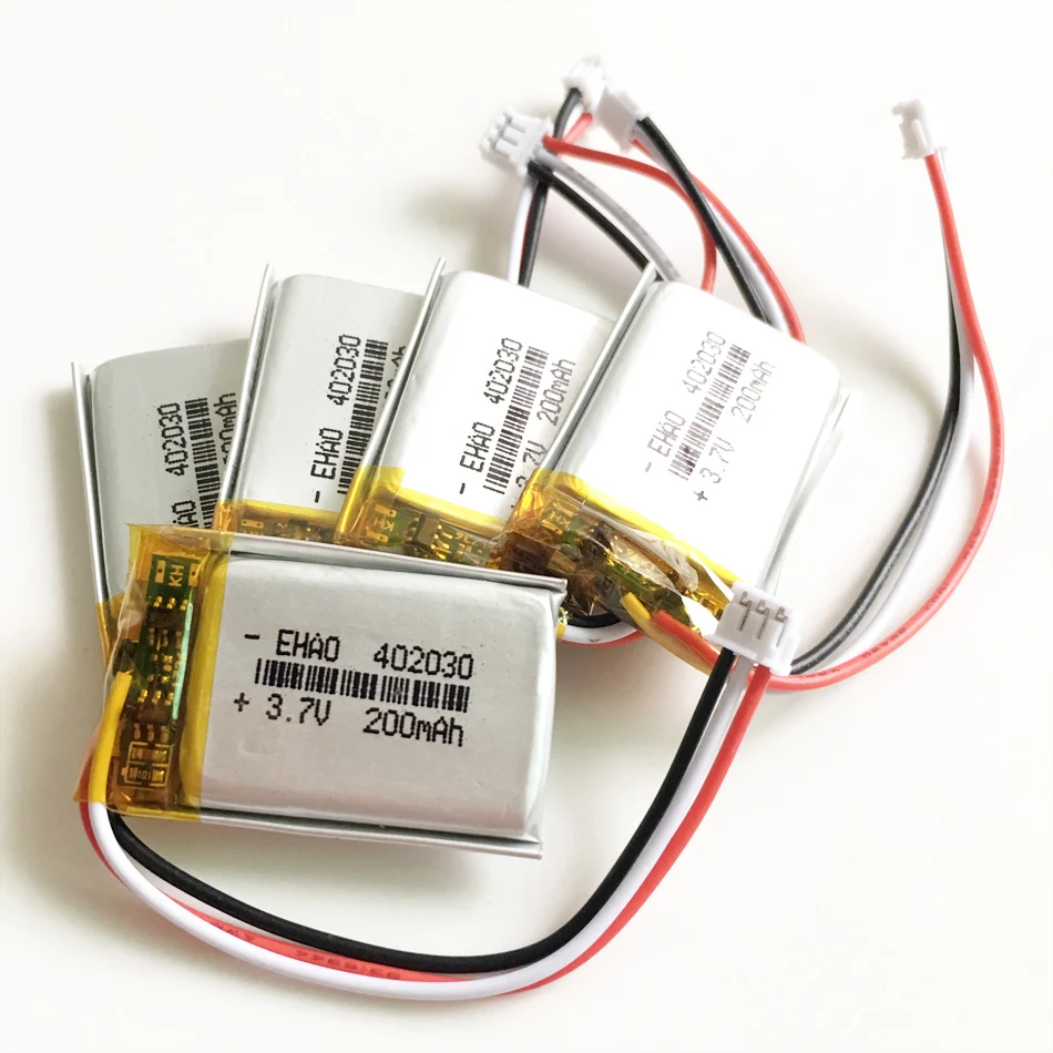 5 szt. Akumulator litowo-polimerowy LiPo 3,7 V 200 mAh 402030   + Złącze JST ZH 1,5 mm 3-pinowe do ręcznego GPS Mp3 bluetooth