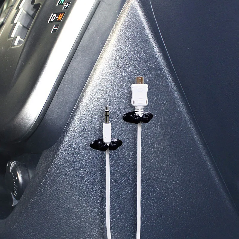 4Pcs Car USB Charger Cable Holder Tie Cord Clip Drop Cables Tidy Organizer Adhesive Clamp Line Fixer For For Headphone GPS Wire