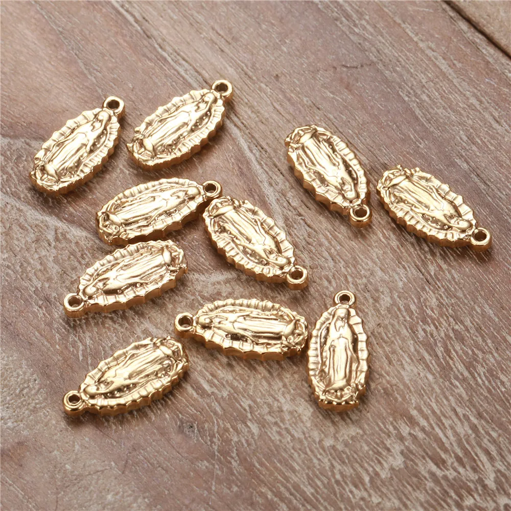10PCS Wholesale Catholic Stainless Steel Virgin Charms for Jewelry Making Virgin Christian Pendant Accessories