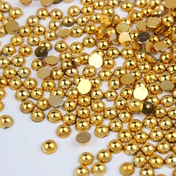 Special Offer Limited Gold Plated Half Round Flatback Pearls 1.5mm 2mm 2.5mm 3mm 4mm 5mm 6mm 8mm Abs Beads Diy Accessories