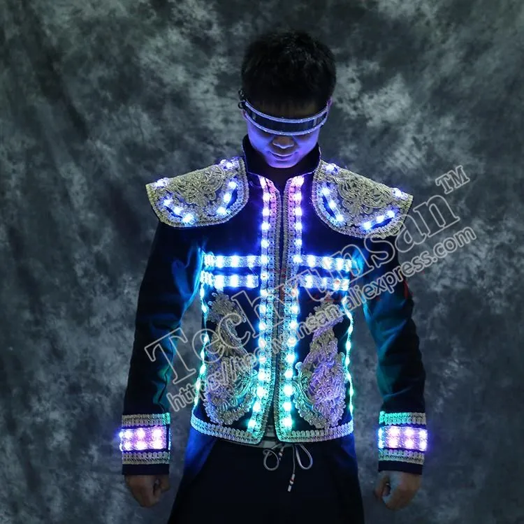 Night shop performance clothing LED luminescent clothes Jazz bullfight DRESS NIGHT DRESS tail bar DJ singer stage wine suit