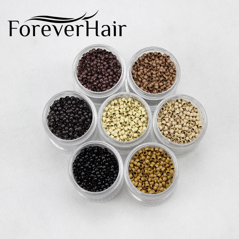 Forever Hair – anneau d'extension de cheveux, 1000 pièces/bouteille, 3mm x 2mm x 2mm, perles en cuivre, Nano anneau, outils d'extension de cheveux