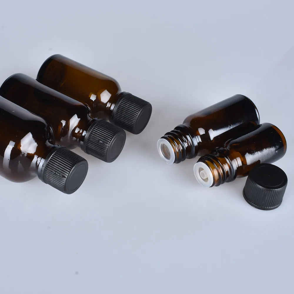 6 adet/grup 100 ml 50 m 30 ml 20 ml 15 ml 10 ml 5 ml 1/3 oz 1 oz Kalın Amber uçucu yağ Cam Şişeler Siyah Kapaklı Cam Kaplar