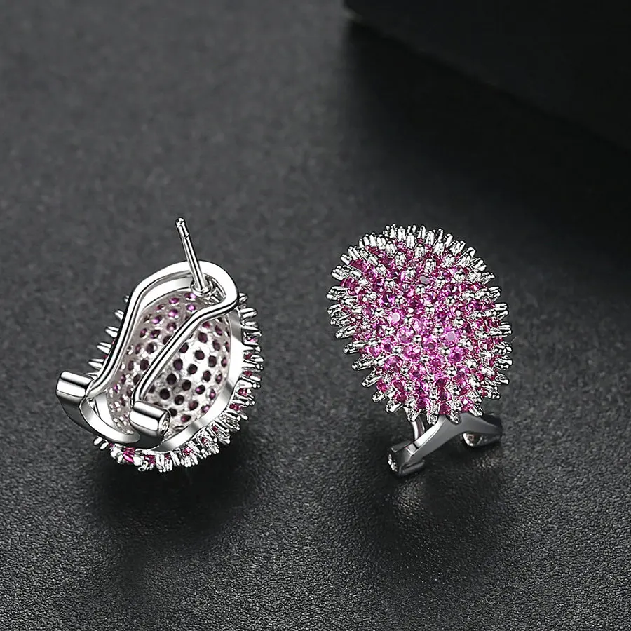 Sinzry Hot cubic zirconia hedgehog design shinning stud earrings lady korean stylish trendy earrings costume jewelry