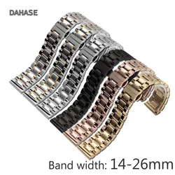 Watch Straps 14 16 17 18 19mm 20 21mm 22mm 23 24 26mm 5 Links Stainless Steel Replacement Watch Band with Butterfly Buckle