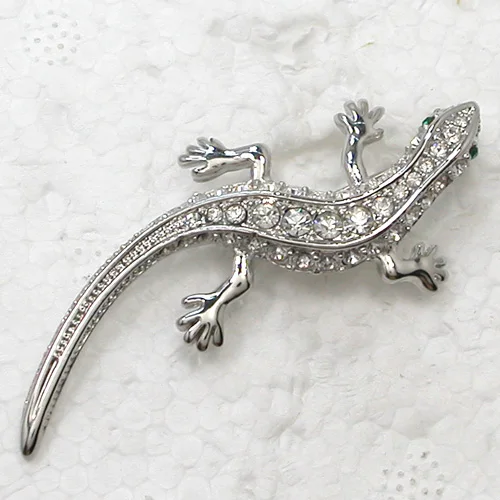 60pcs/lot Wholesale Fashion Brooch Crystal Rhinestone Gecko Pin brooches Jewelry gift C102143