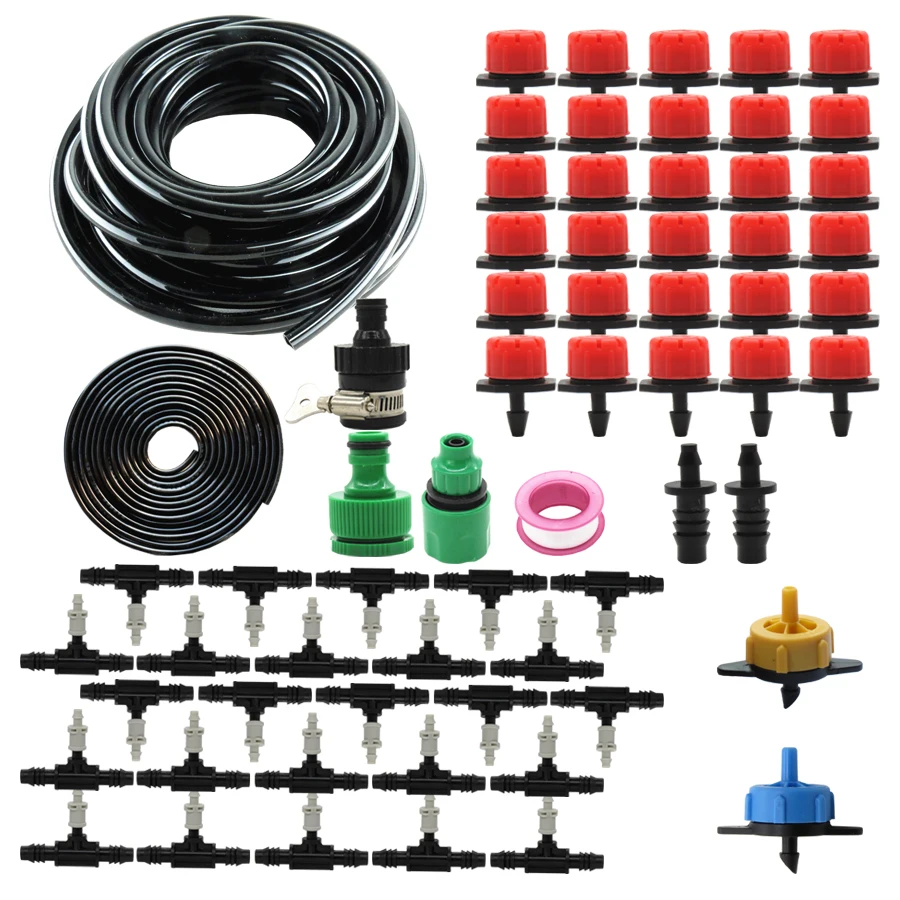 

MUCAIKIE 25M 20M 15M 10M 5M Micro Drip Irrigation System Kit with 8/11mm Main Line Hose Garden Watering Kit Drippers Tee Adapter