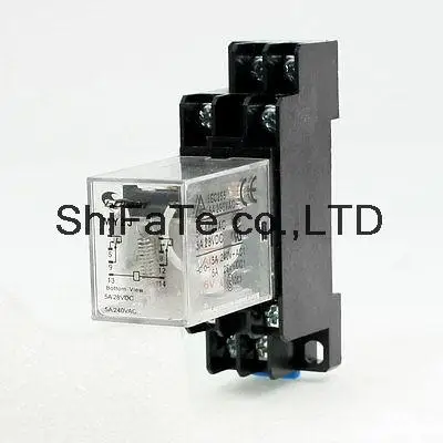 MY2J AC 6V Coil General Purpose Relay DPDT 8 Pin 5A 240VAC/28VDC w Socket Base