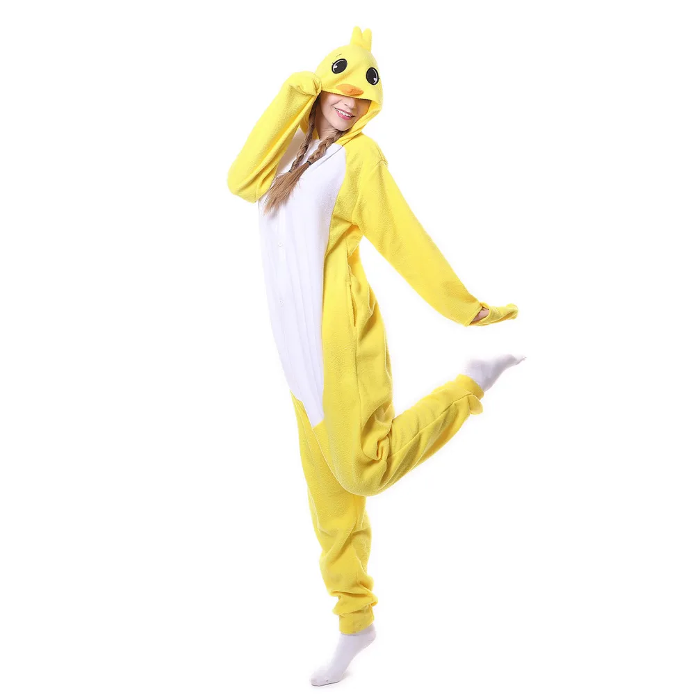 SimSimi Yellow Chicken Onesies Unisex Sleepsuit Adult Pajamas Cosplay Costumes Animal Onesie Sleepwear Jumpsuit For Man Women