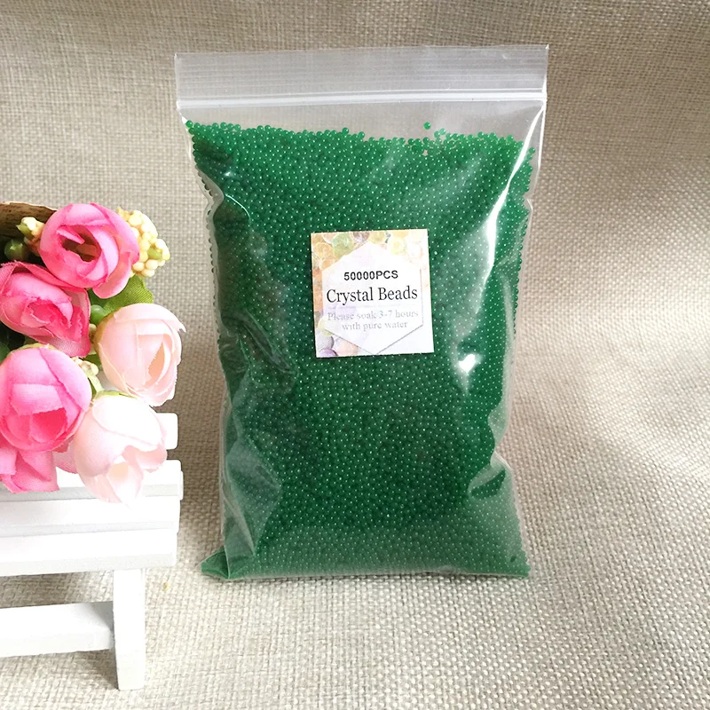 50000 PCS/Bag Hydrogel Pearl Shaped Crystal Soil Water Beads Orbiz Gel Ball For Flower/Weeding Mud Growing Home Decor