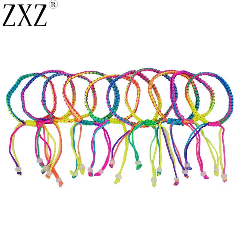 

ZXZ 10pcs Colourful Handmade Braided Cord Thread Friendship Bracelets Ankle Jewelry