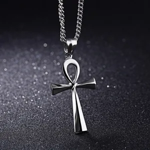 Agama Mesir Ankh Salib Kalung Salib Tergantung Stainless Steel Simbol Kehidupan Cross Kalung Perhiasan Hadiah 8 pesona ankh penjualan terbaik - №