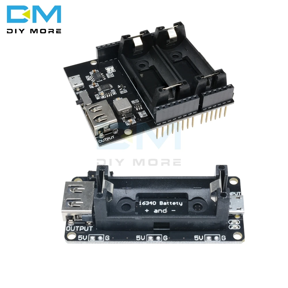 ESP8266 ESP32 Dual 16340 lithium Battery Module USB Mobile Power Bank Battery Holder Charger Board Module For Arduino R3