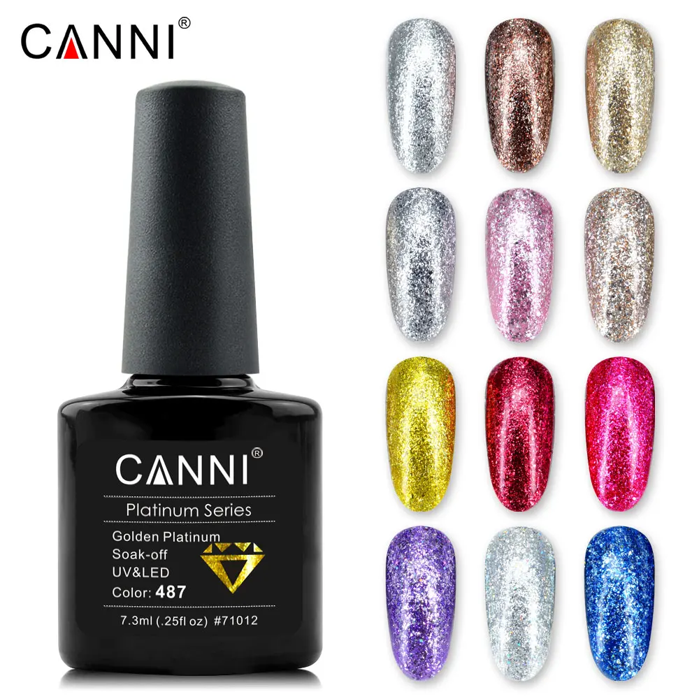 CANNI Hoàn Hảo Bạch Kim Gel Màu Áo Khoác Dài Lâu Chrome Gel Móng Tay Ba Lan 7.3Ml Cụ Làm Móng Lấp Lánh Viền Gel dầu Bóng