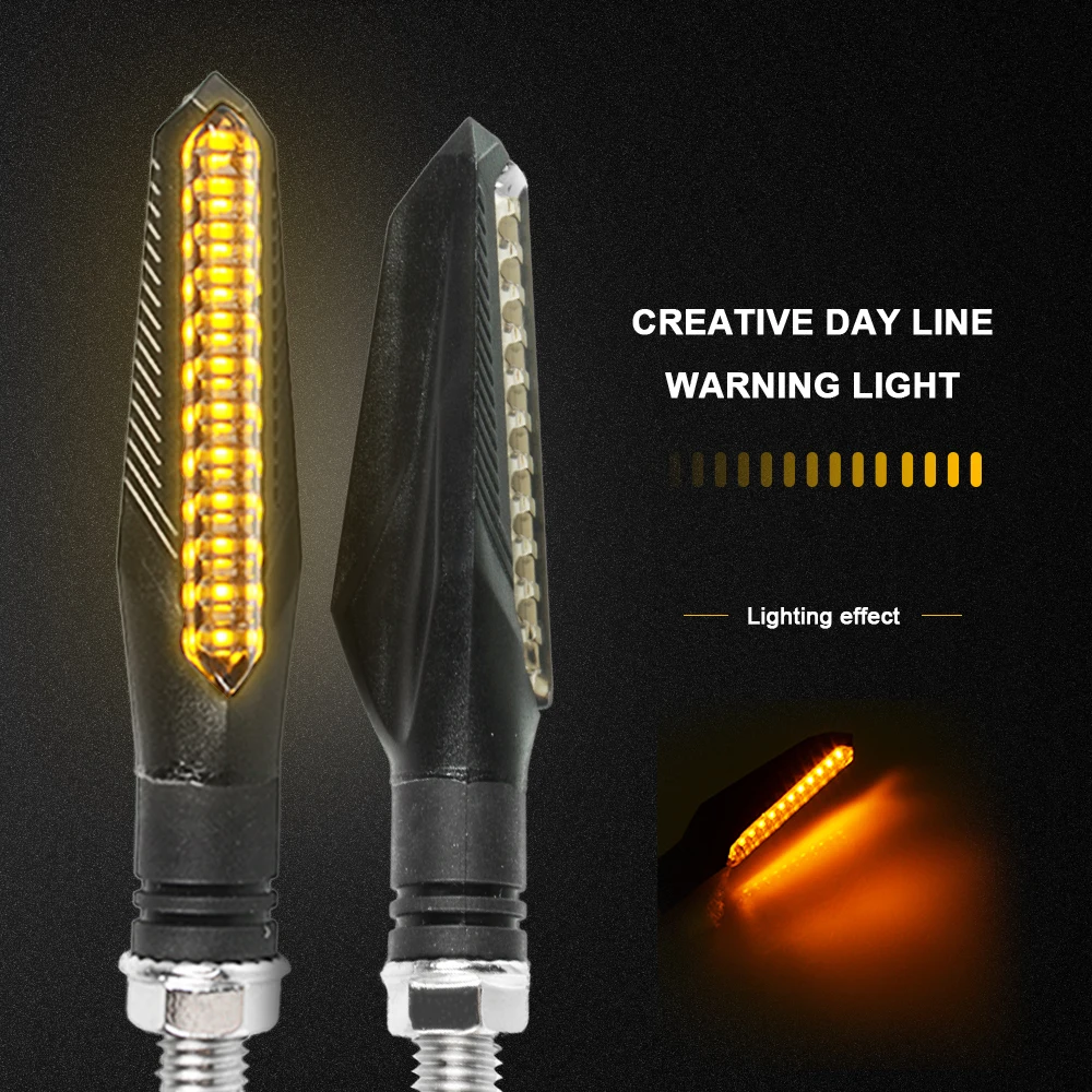 

12 LED Turn Signals Light for Motorcycle Amber Tail Flasher Flowing Water Arrow Blinker IP68 Bendable Motorcycle Flashing Lights