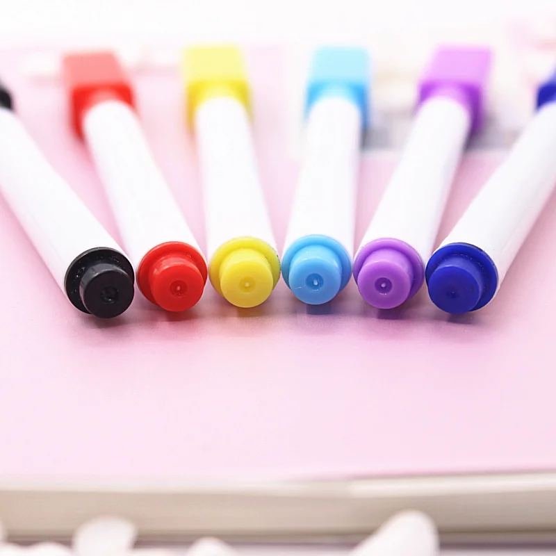 5pcs/lot Whiteboard Marker Pen Built In Magnetic Eraser Kids Stationery Erasable Pen Black Ink Office School Supplies