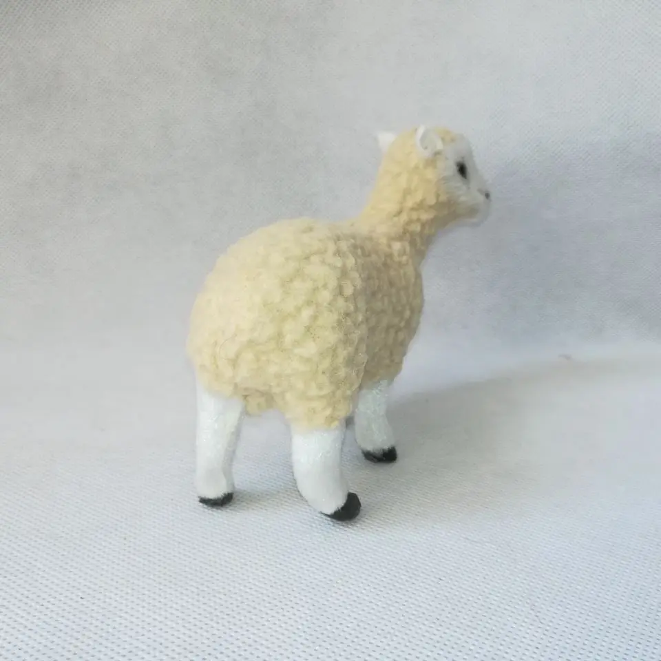 real life toy about 12x10cm sheep toy model polyethylene&real furs goat model home decoration props ,model gift d1079