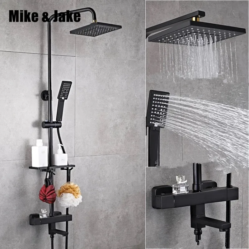 Luxury black thermostatic shower set square shower faucet hot and cold Shower faucet Bathtub thermostatic shower mixer HC989