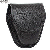 ROCOTACTICAL Molded Basketweave Handcuff Case Police Duty Belt Leather Cuff Pouch Basket Weave