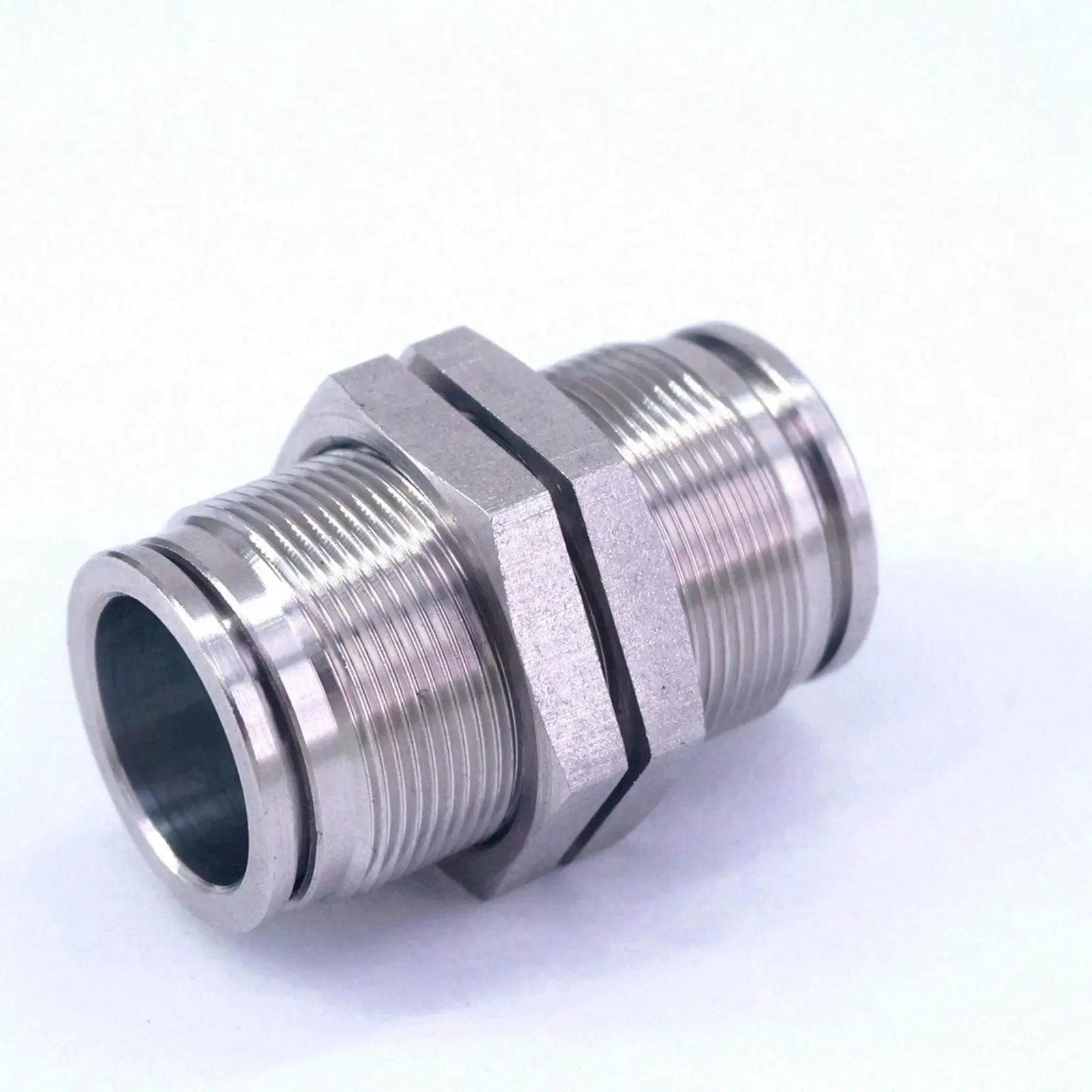 Fit Tube O.D 16mm Equal 304 Stainless Steel Bulkhead Union Push In Pneumatic Quick Fitting Anticorrosion Antioxidation