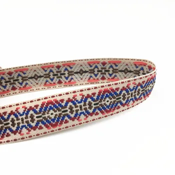 5 metre 24mm 1 ''mavi kırmızı kahverengi çizgi Splied dikiş şapka perde giyim dekor beyaz desen baskılı dokuma jakarlı şerit