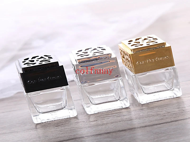 100pcs/lot Fast Shipping Refillable Square Bottle with A Cover Car Ornaments Perfume Bottle Glass Empty Bottle