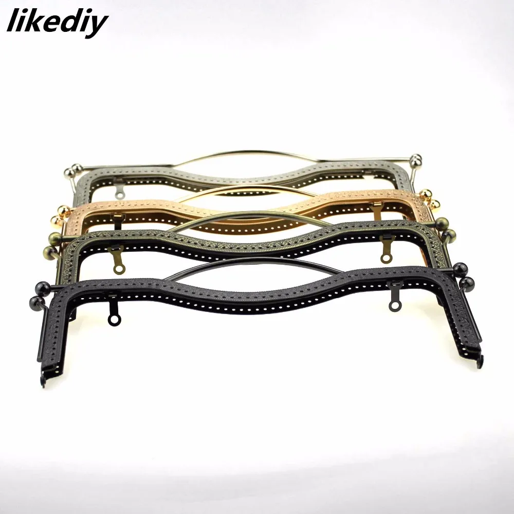 4 Pcs/Lot 27 CM Bronze Silver Gold Black Lips Metal Purse Frame Kiss Clasp Embossing Handle Sewing Bag Part