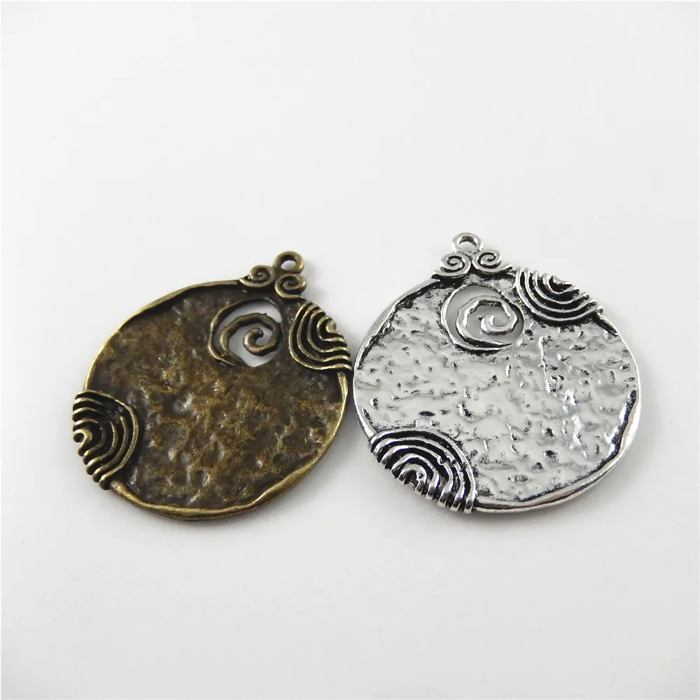6PCS 48*45mm Antique Bronze Jewelry Suspension Charm Ancient Tone Round Shaped Alloy Pendants Crafts Jewelry Accessory Finding