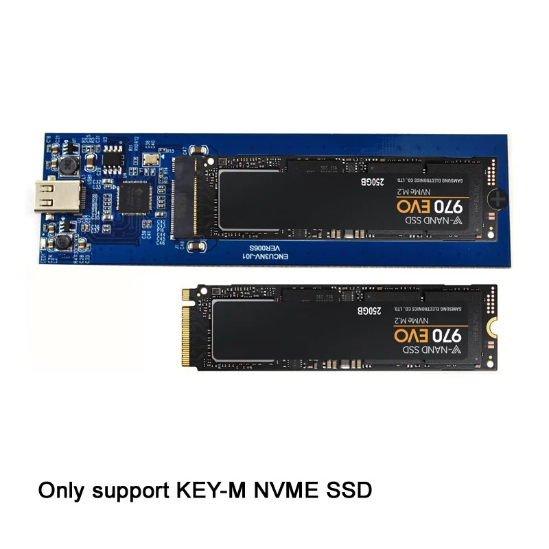 Pci express m.2 ssd hdd 인클로저 m 키 nvme usb3.1 type-c-pci-e 3.0 4x ngff 2280 intel 600 p 970 evo 용 외부 모바일 박스