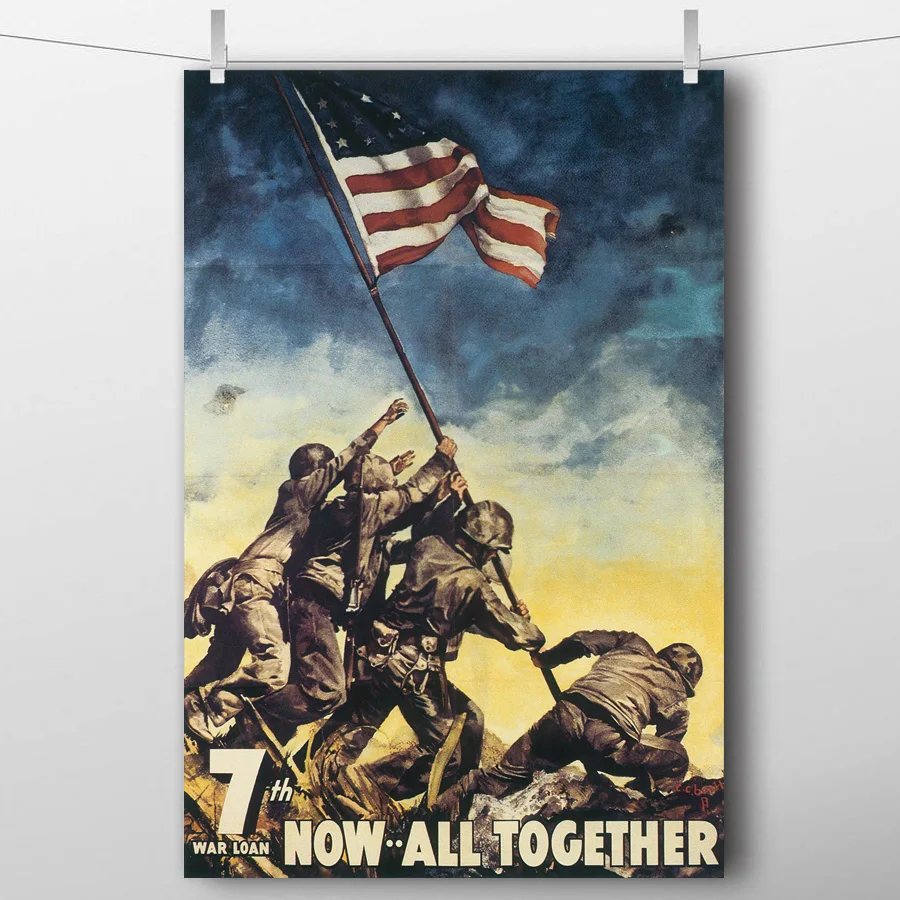 Raising the Flag on Iwo Jima Vintage Posters and Prints Canvas Art Paintings wall pictures for living room Decor