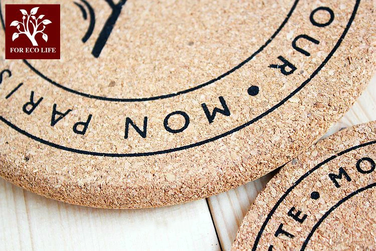 High Quality Japan Zakka Style Soft Wood Round Placemat Coaster Paris Eiffel Tower Printed Dining Table Placemats Drink Tea Mats