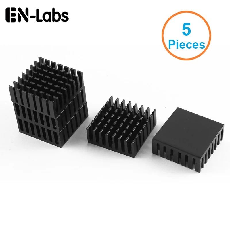 En-Labs 5pcs/lot Black Aluminum Fin 28x28x11mm Electronic Cooling Radiator Heatsink,CPU,Graphics Video Card,1W LED Dissipation