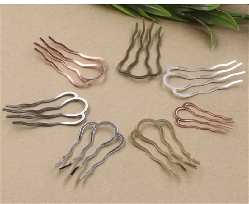 5pcs 46x26/65x65/87x49mm 4Teeth Comb Hair Accessories Silver Color Hairpin Hair Wear Vintage Barrette Findings Jewelry