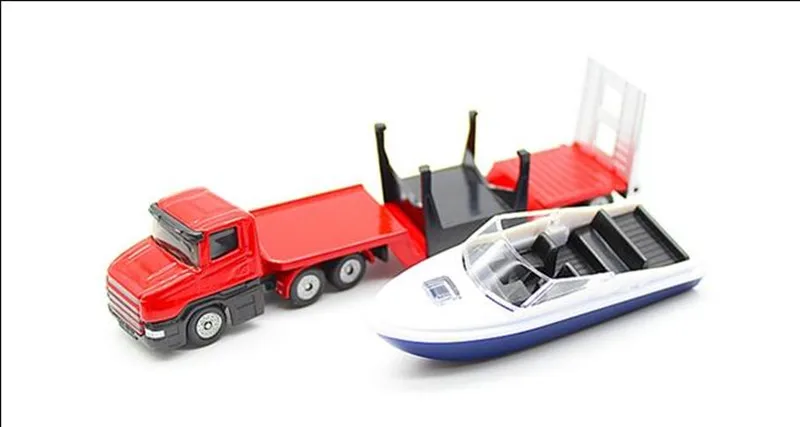 1:87 alloy construction vehicles, high simulation flatbed plus yacht, SIKU-U1613 model, free shipping