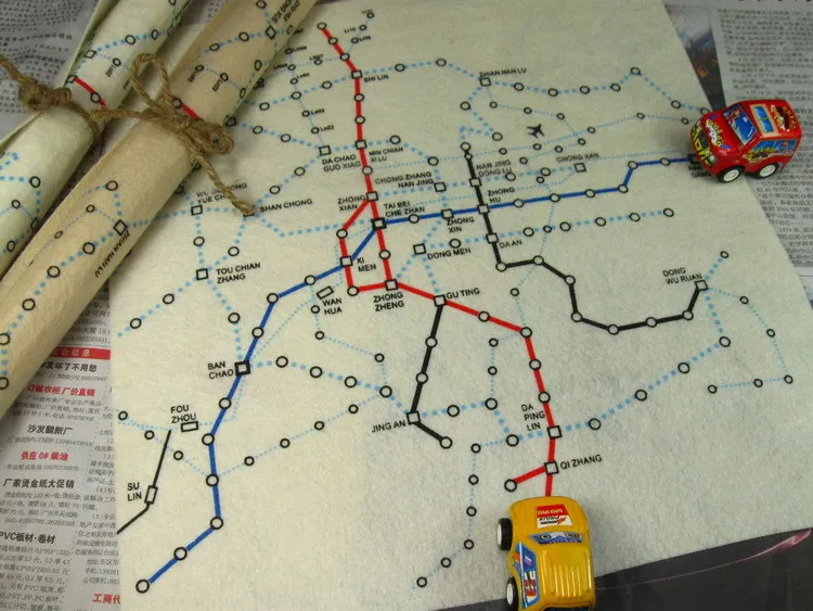 

YY DIY New Design Subway Map Printed Polyester Felt, DIY cloth, nonwoven felt fabric,dot printed,free shipping