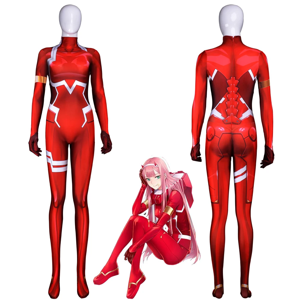 

Darling in the Frankxx 02 Zero Two Cosplay Costume Spandex Zentai Suit for Halloween Freeshipping