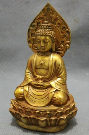 

Art Bronze Decoration Crafts Brass Brass Antique gold-plated brass pray bless shakyamuni Buddha Statue