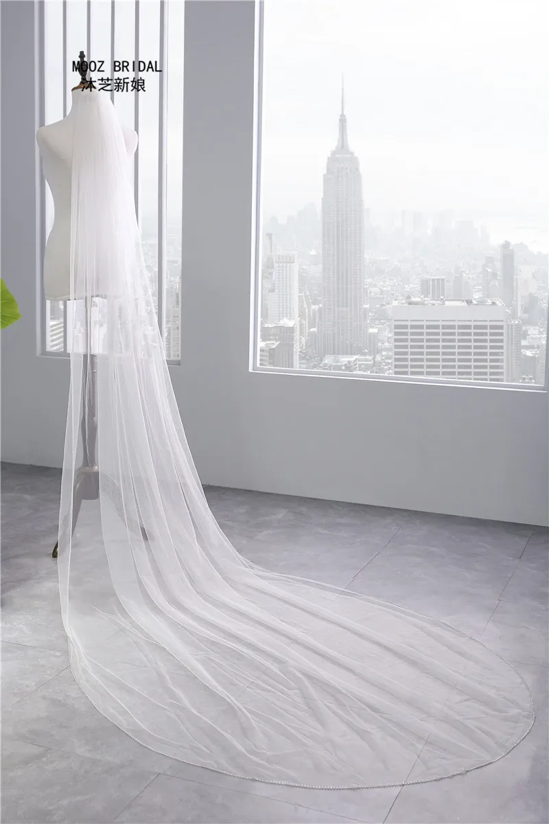 New Arrival BlingBling Bridal Veil 2015 Rhinestones Edge 3-Meter Length Soft Tulle Wedding Veils