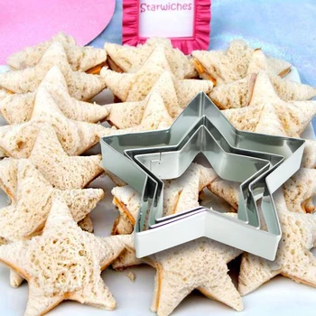 Promotion Christmas Cookie Cutter! 3pcs /set  Star Shape Stainless Steel Cookies Cutter Mold Cake Rice Molded