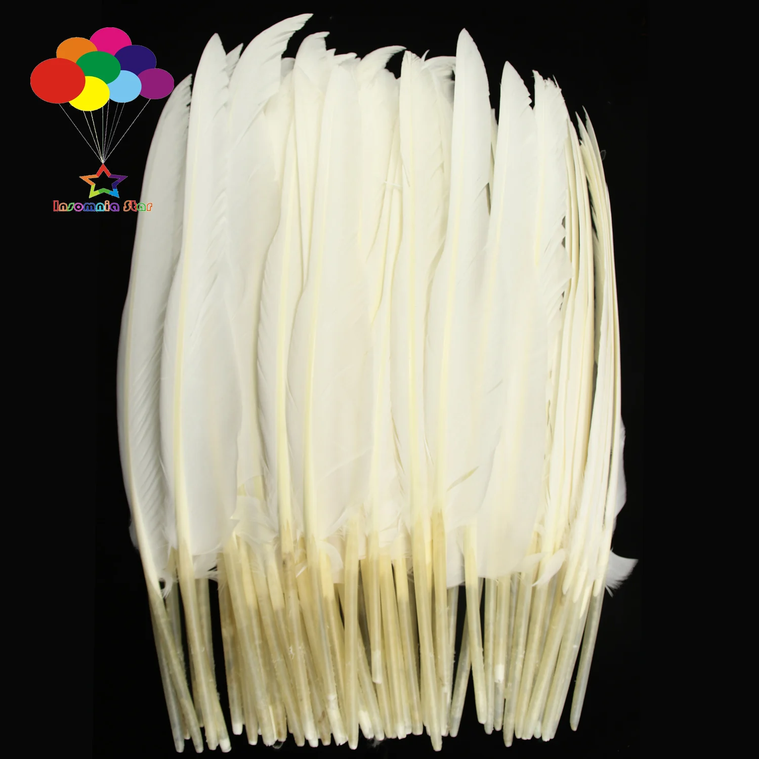 Pure White Color Turkey Plumes, Large Quill Feathers for Fashion Decorations, 14-16Inch, 10-100 Pcs Lot