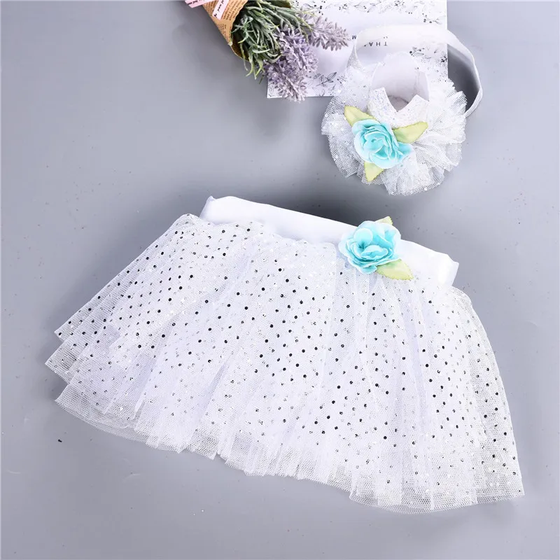 0-2Y Baby Infant Girls Skirts Floral Headband Toddler Ball Gown Sequin Princess TUTU Skirts Newborn Girls Clothes set Child A347