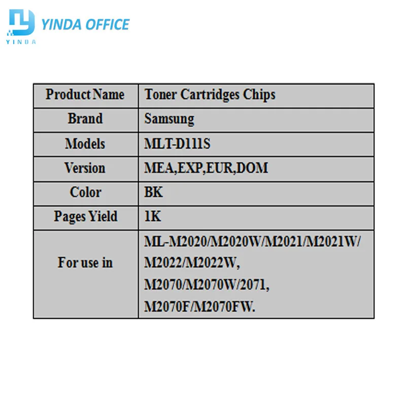mlt-d111s toner cartridge chips for Samsung Xpress SL-M2020W M2022 SL M2020 SL-M2020 M2070w printer chips mlt d111s 111s d111
