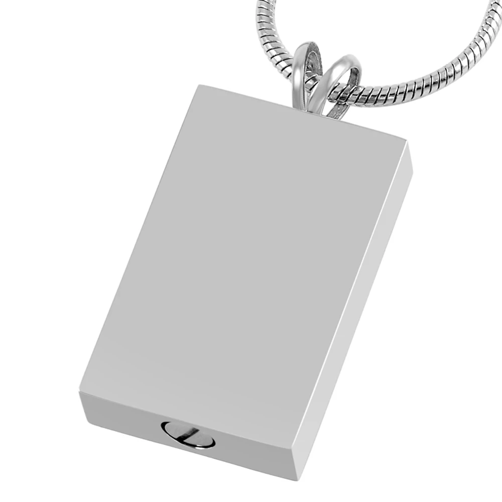 Stainless Steel Finely Processed Free Engraving Square Cremation Jewelry Ashes Pendant Necklace Women Man